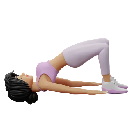 Chica fitness haciendo postura de puente  3D Illustration