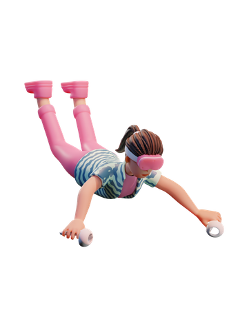 Chica flotando en el aire con Vr  3D Icon