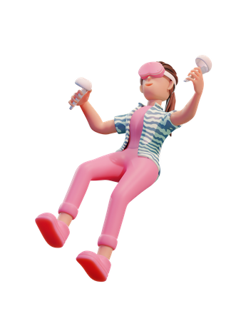 Chica flotando en el aire con Vr  3D Icon
