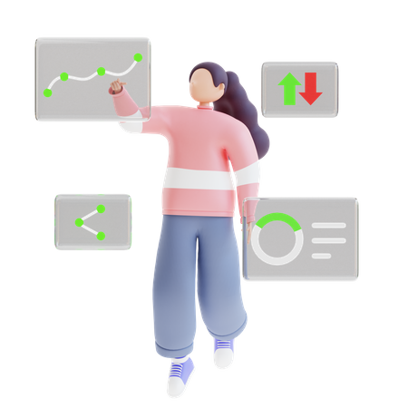 Chica haciendo análisis de datos  3D Icon