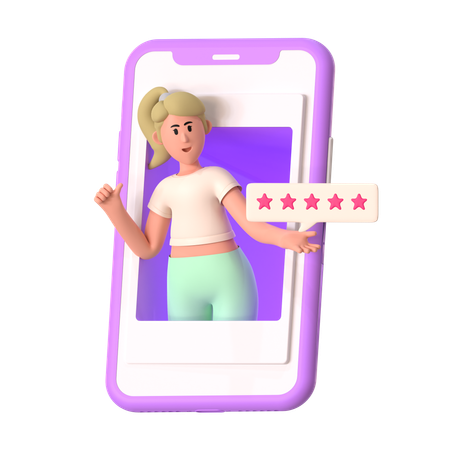 Chica haciendo calificación en línea  3D Icon