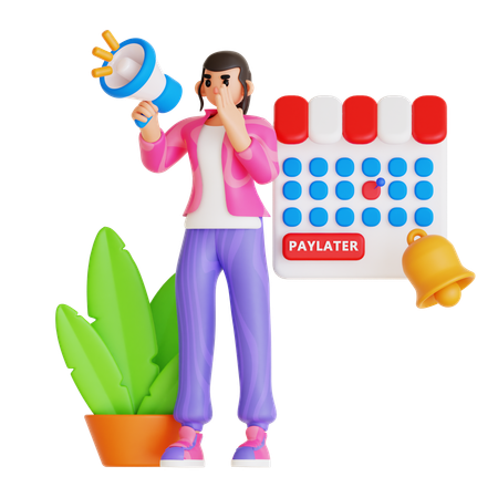 Anuncio de venta de chica haciendo compras  3D Illustration