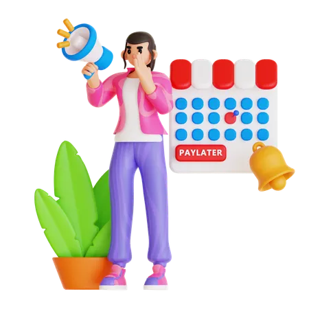 Anuncio de venta de chica haciendo compras  3D Illustration