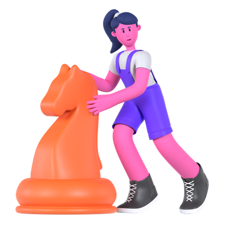 Chica haciendo estrategia  3D Icon