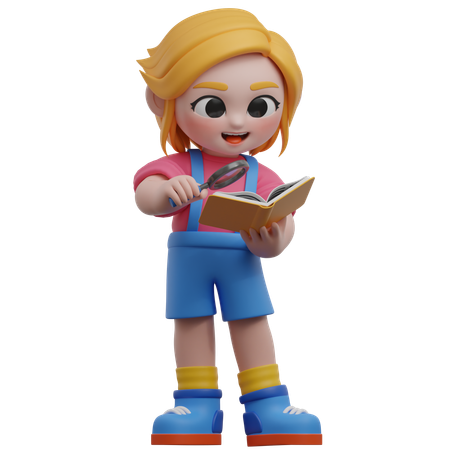 Chica haciendo investigación  3D Icon