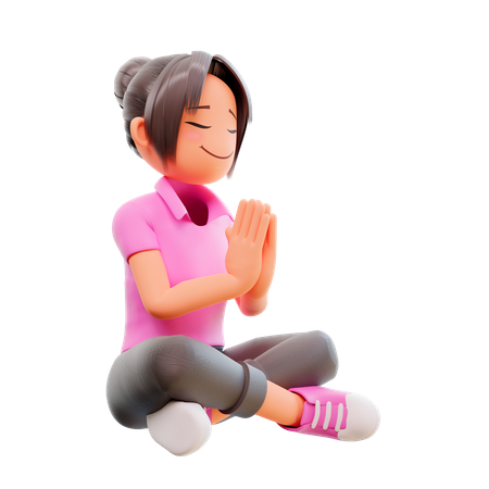 Chica haciendo meditando  3D Illustration