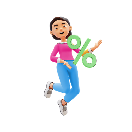Chica haciendo promoción de venta de compras  3D Icon