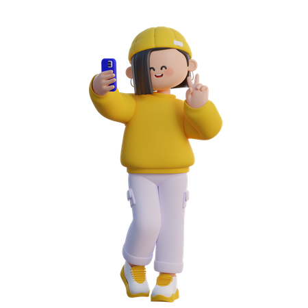 Chica haciendo selfies  3D Icon