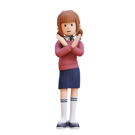 Niña cruzando la calle con la mano mostrando la señal de stop  3D Icon