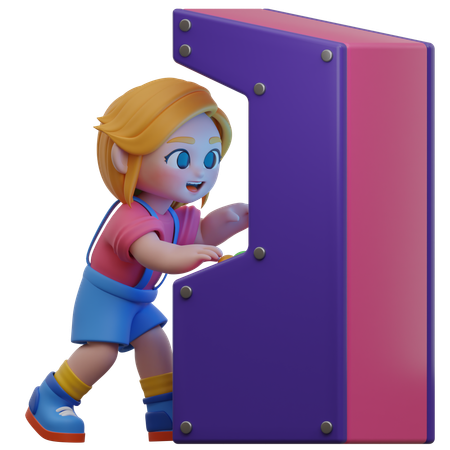 Chica jugando a un juego de arcade  Ícono 3D
