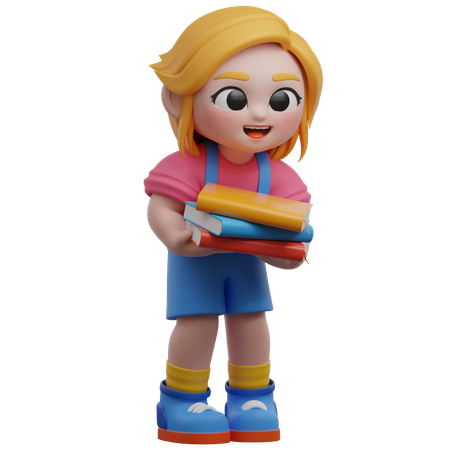 Chica levantando libros  3D Icon