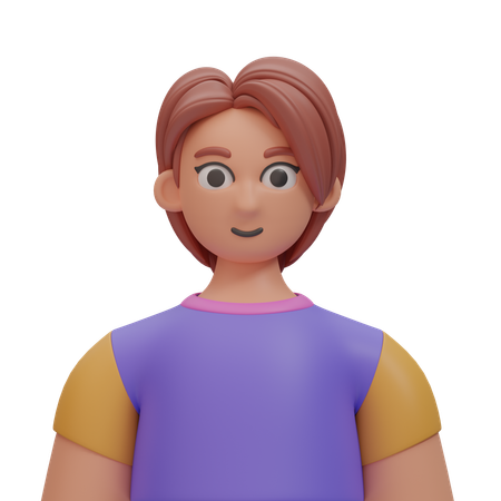 Chica morena de pelo corto  3D Icon