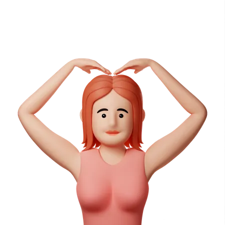 Chica mostrando gesto de amor  3D Illustration