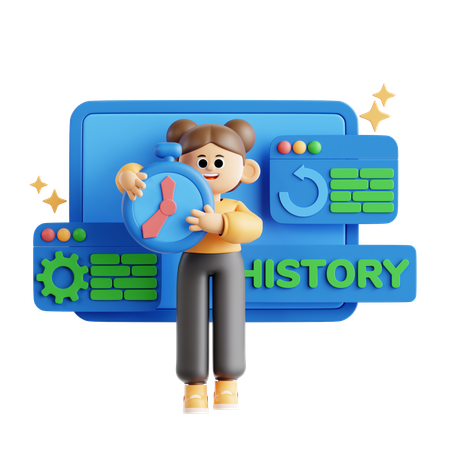 Chica mostrando historial de navegación  3D Illustration