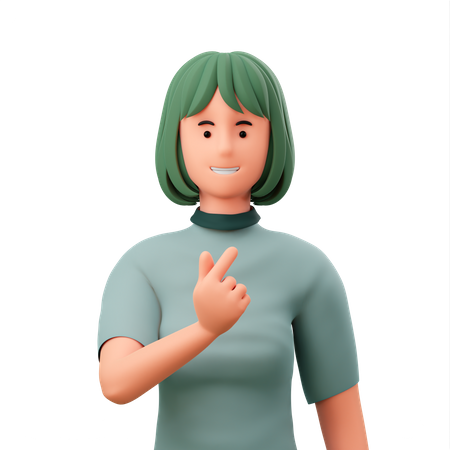 Chica mostrando el dedo del signo de amor coreano  3D Illustration