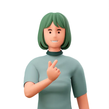 Chica mostrando el dedo del signo de amor coreano  3D Illustration