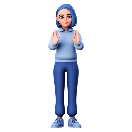 Chica muestra gesto de rechazo  3D Illustration