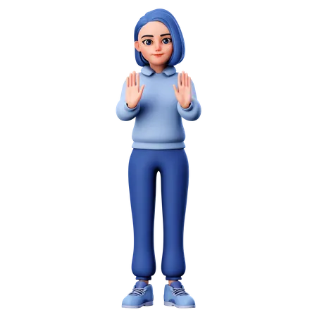 Chica muestra gesto de rechazo  3D Illustration