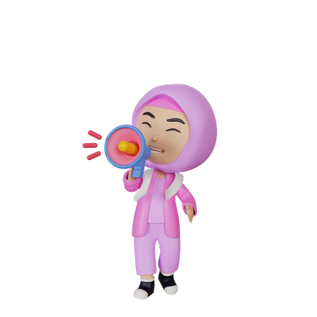 Chica musulmana haciendo marketing  3D Icon