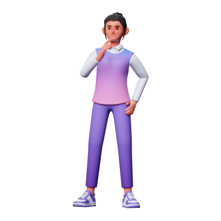Chica pensando algo  3D Icon