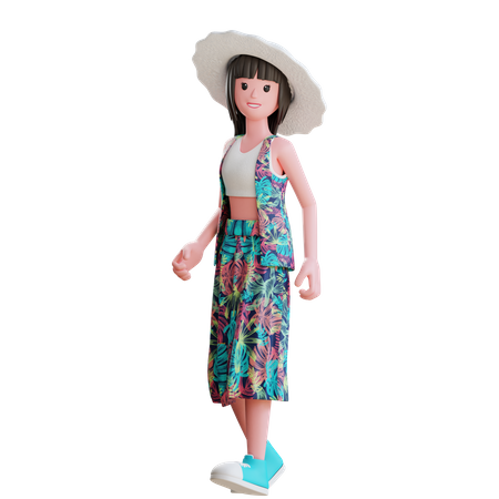 Chica posando en la playa  3D Icon
