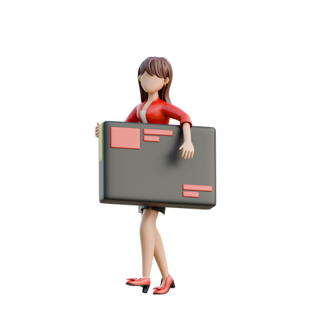 Chica que lleva una tarjeta de crédito grande  3D Icon