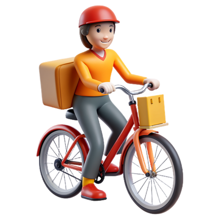 Chica repartidora de bicicletas  3D Icon