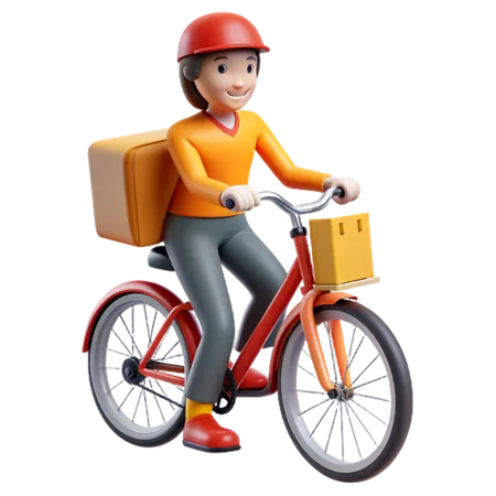 Chica repartidora de bicicletas  3D Icon