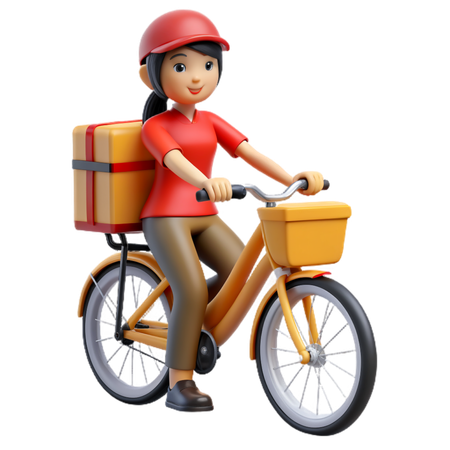 Chica repartidora de bicicletas  3D Icon