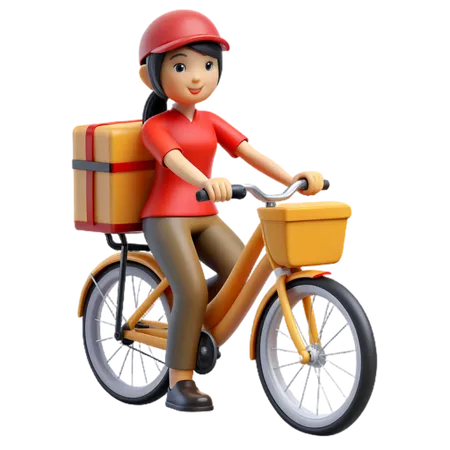 Chica repartidora de bicicletas  3D Icon