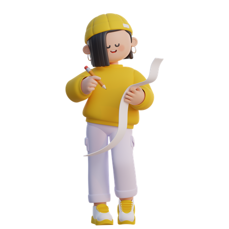 Chica revisando facturas  3D Icon