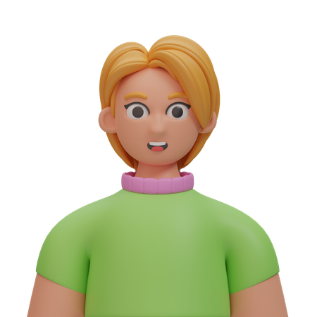 Chica rubia de pelo corto  3D Icon