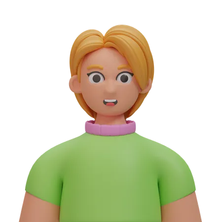 Chica rubia de pelo corto  3D Icon