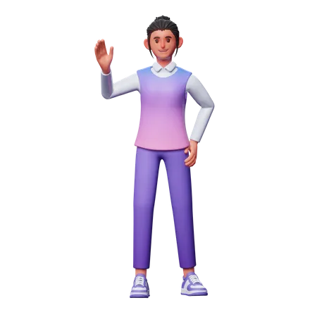 Chica dice hola  3D Illustration