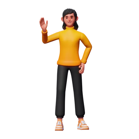 Chica dice hola  3D Illustration