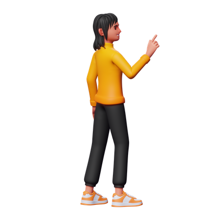 Chica señalando algo  3D Illustration