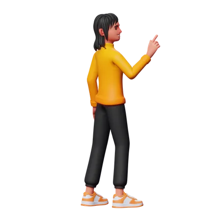 Chica señalando algo  3D Illustration