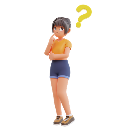 Chica sexy teniendo alguna duda  3D Illustration