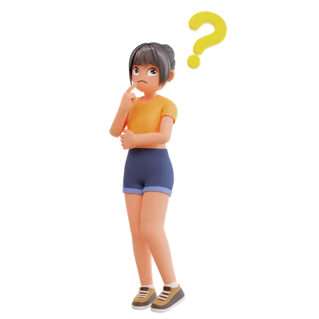 Chica sexy teniendo alguna duda  3D Illustration