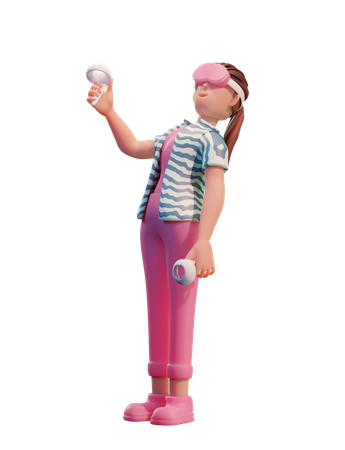 Chica tomando experiencia virtual  3D Icon