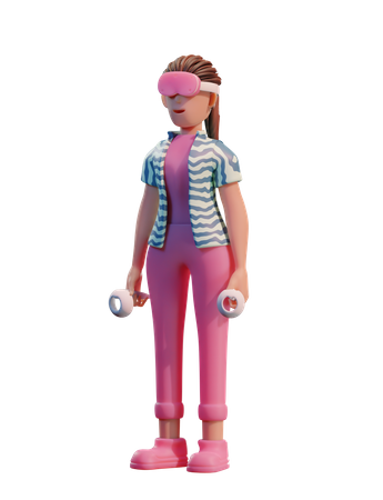 Chica tomando experiencia virtual  3D Icon