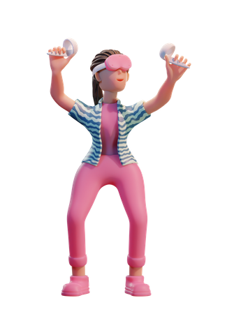 Chica tomando experiencia virtual  3D Icon
