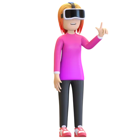 Chica tomando experiencia virtual  3D Illustration