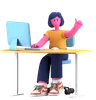 chica trabajando en la computadora