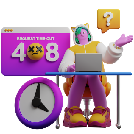 Chica triste porque se agotó el tiempo de conexión  3D Icon