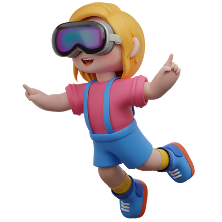Chica usa gafas de realidad virtual  3D Icon