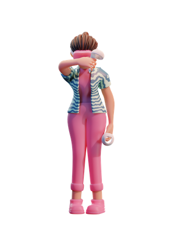 Chica usando tecnología vr  3D Icon