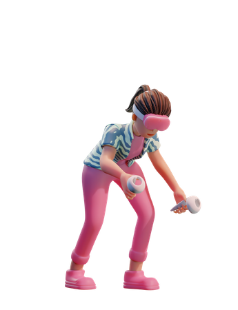 Chica usando tecnología vr  3D Icon