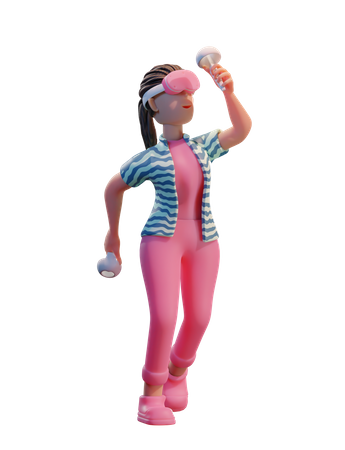 Chica usando tecnología vr  3D Icon