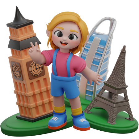 Chica viajando  3D Icon